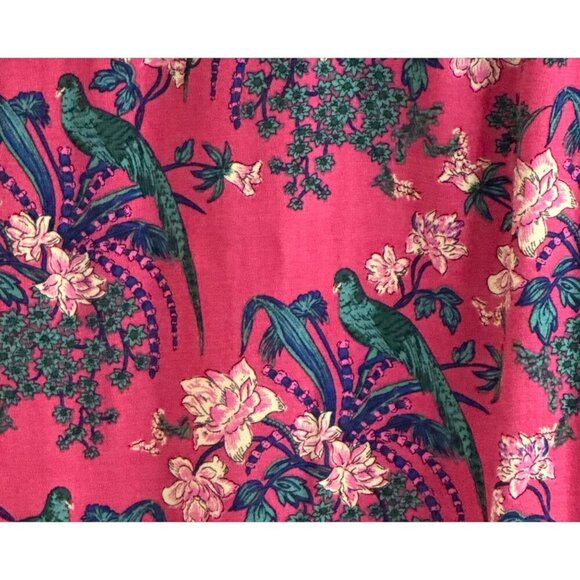 Anthropologie Women's Maeve Bird Print Polka Dot Trim Dress Pink Navy Size 4 - Picture 6 of 10